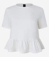 Blusa Curta em Algodão Texturizado com Babados na Barra - 1