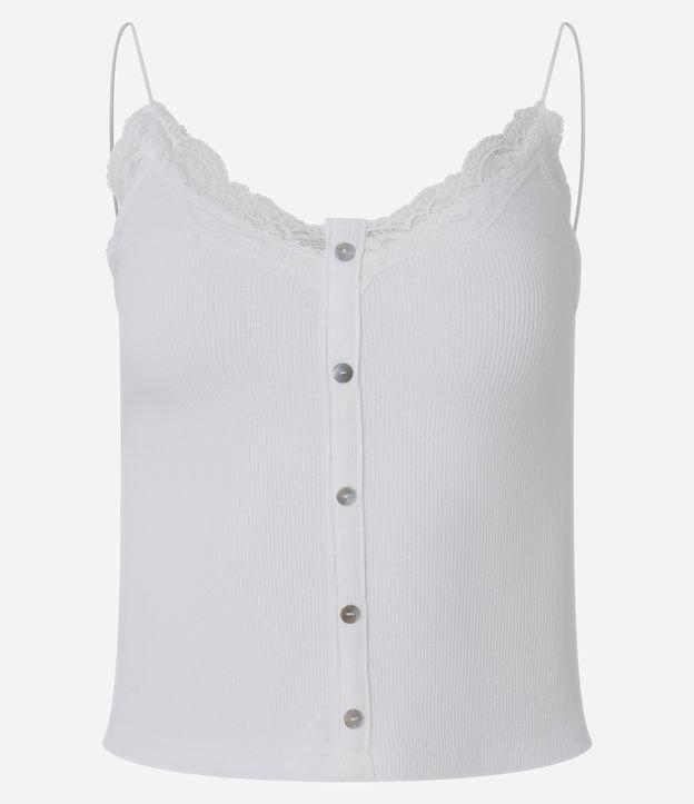 Blusa com Alcinha em Ribana com Detalhamento em Renda e Botões - 1