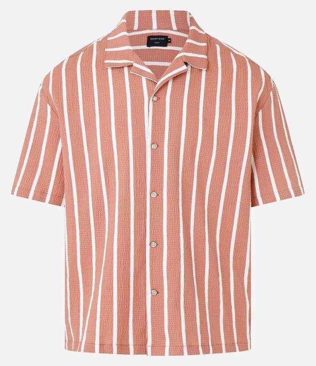 Camisa Boxy Alfaiatada em Viscose com Textura e Listras - 1