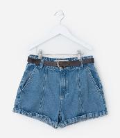 Short Mom Infantil em Jeans com Cinto - Tam 5 a 14 Anos - 1