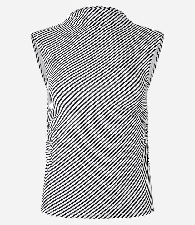 Blusa Manga Curta em Moletinho com Estampa de Listras - 1