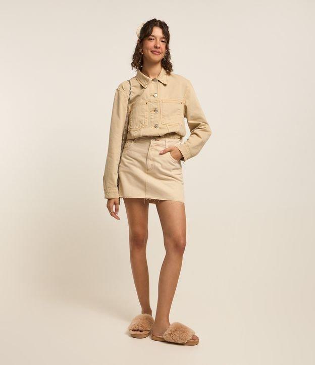 Saia Cintura Alta em Jeans com Barra a Fio - 1