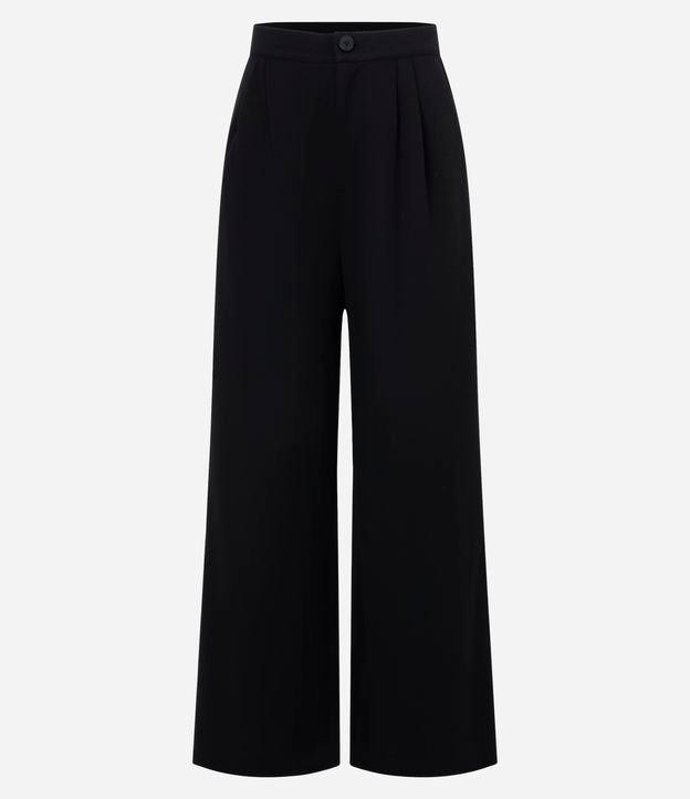 Calça Wide Leg em Moletom com Botão no Cós - 1