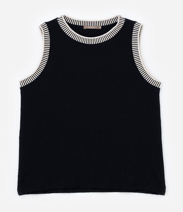 Regata em Ribana com Gola em Tricô Curve & Plus Size - 1