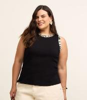 Regata em Ribana com Gola em Tricô Curve & Plus Size - 2