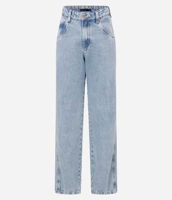 Calça Reta Jeans com Cintura Média