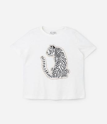 Blusa Estampada de Tigre com Tachinhas Curve & Plus Size