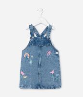 Salopete Infantil com Bordado Arco-Íris e Flores - Tam  1 a 5 Anos - 1