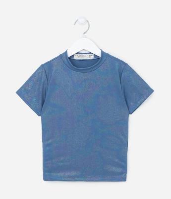 Blusa Infantil com Gola Alta Holográfica- Tam 5 a 14 Anos