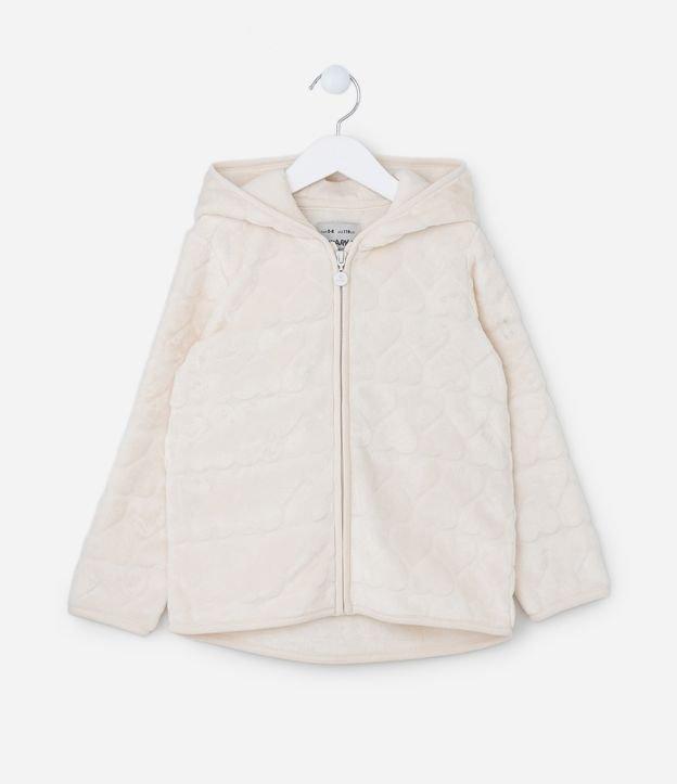 Jaqueta Infantil em Fleece com Textura de Corações - Tam 5 a 14 Anos - 1