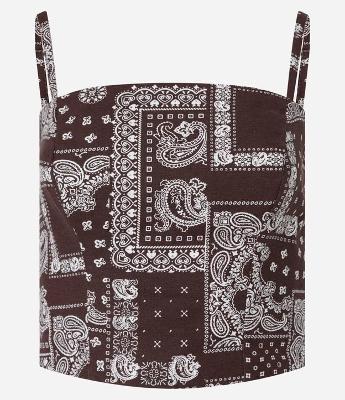 Blusa Cropped em Viscolinho com Estampa de Lenço