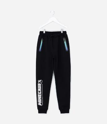 Calça Infantil Leve com Bolsos e Estampa Minecraft - Tam 5 a 14 Anos