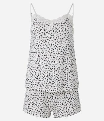 Pijama Short Doll de Alcinha em Viscose com Estampa Floral