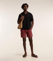 Bermuda em Microfibra com Cós Elástico e Estampa de Folhagem - 2