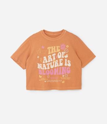 Camiseta Boxy Estonada com Estampa Flor Curve & Plus Size