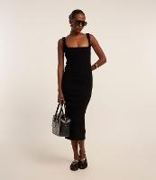 Vestido Midi em Ribana com Decote Quadrado - 2