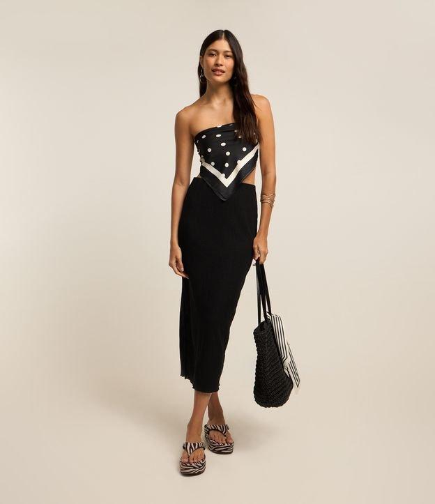 Saia Midi Texturizado com Fenda Lateral - 2