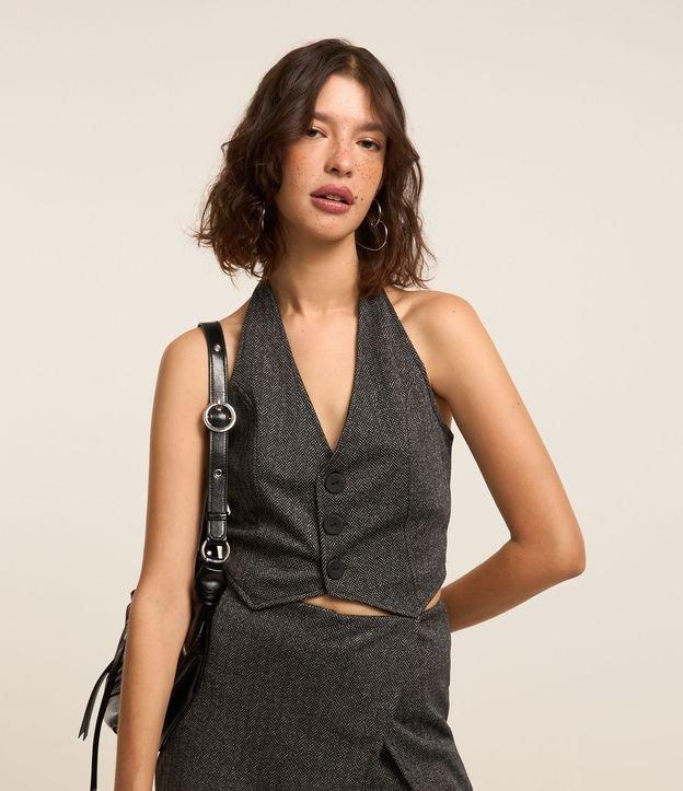 Colete Jacquard Frente Única com Botões - 1