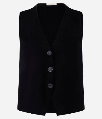 Colete Reto Alongado em Tricot com Botões