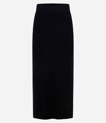 Saia Midi em Tricot com Fenda nas Costas