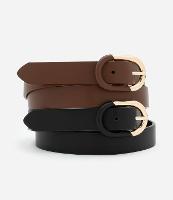 Kit 02 Cintos em PU Médios com Fivela Oval - 1