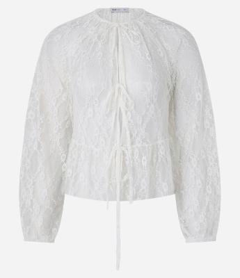 Blusa Bata em Renda com Amarração Frontal