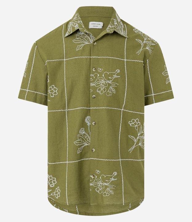Camisa Comfort em Algodão com Bordado Floral - 1