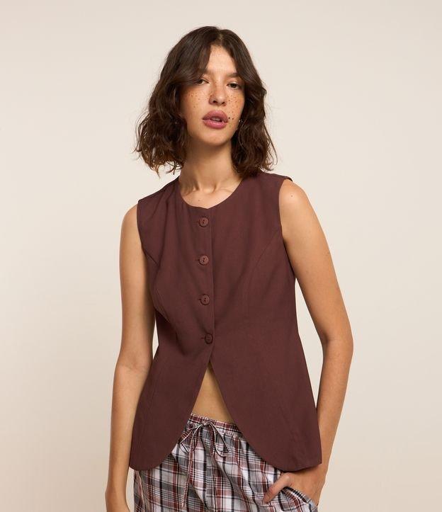 Colete Alongado em Alfaiataria com Botões na Frente - 2