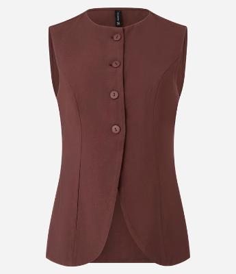 Colete Alongado em Alfaiataria com Botões na Frente