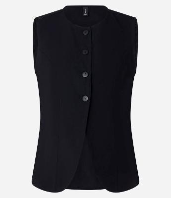 Colete Alongado em Alfaiataria com Botões na Frente