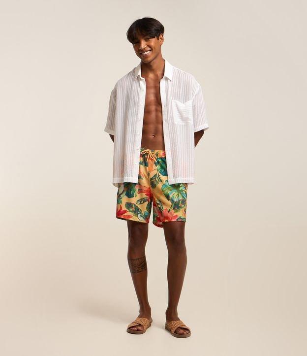 Bermuda em Microfibra com Estampa Floral com Pássaros - 3