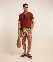 Bermuda em Microfibra com Estampa Floral com Pássaros - 1