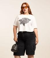 Blusa Boxy Bordada com Flor de Tule Curve & Plus Size - 1