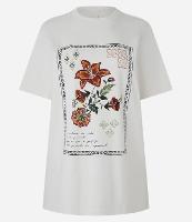 Camiseta em Algodão com Flor e Caligrafia Estampadas - 1