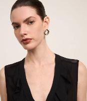 Blusa Sem Manga em Chiffon com Botões Frontais - 2