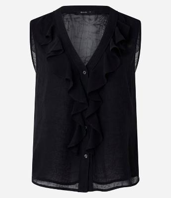 Blusa Sem Manga em Chiffon com Botões Frontais