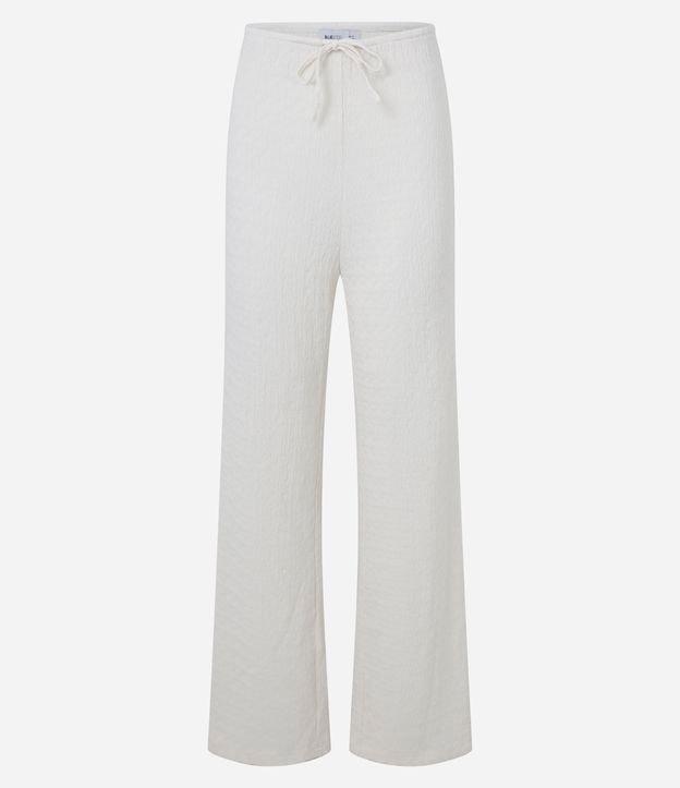 Calça Reta Texturizada com Mini Cós e Amarração - 1