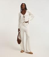 Calça Reta Texturizada com Mini Cós e Amarração - 3