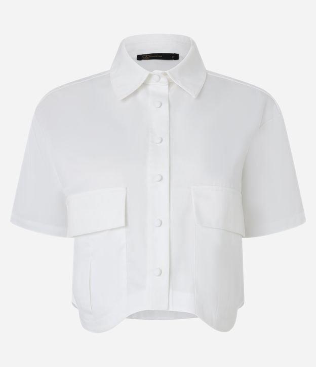 Camisa Manga Curta em Tricoline com Barra Assimétrica - 1