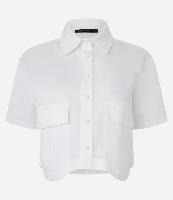 Camisa Manga Curta em Tricoline com Barra Assimétrica - 1