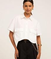 Camisa Manga Curta em Tricoline com Barra Assimétrica - 2