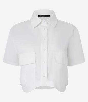 Camisa Manga Curta em Tricoline com Barra Assimétrica