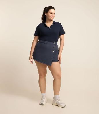 Short Saia em Sarja Liso com Botões Curve & Plus Size