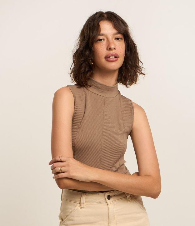 Body Seamless com Textura Espinha de Peixe e Gola Alta - 1