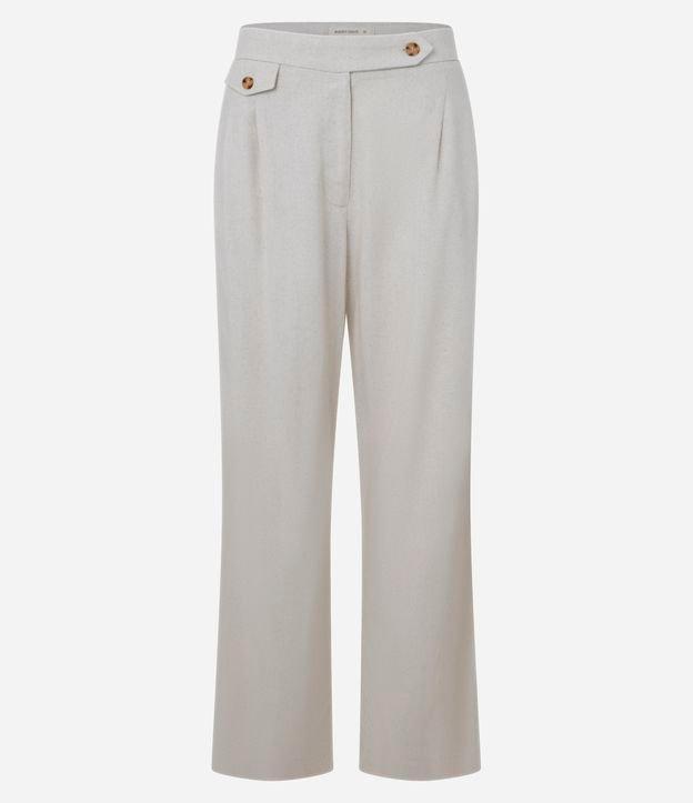 Calça Reta com Lapela e Botão no Cós - 1