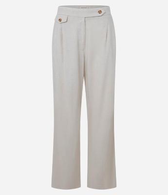 Calça Reta com Lapela e Botão no Cós