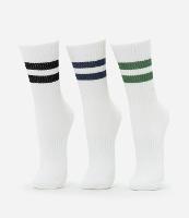 Kit 03 Meias Cano Alto em Algodão Canelado e Listrado - 1