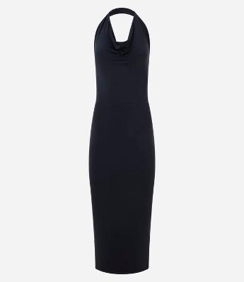 Vestido New Midi com Decote Degagê e Frente Única