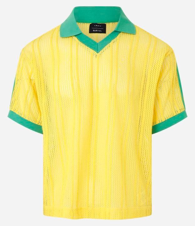 Camiseta Boxy em Laise com Textura e Transparência - 1