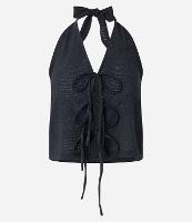 Blusa Frente Única Texturizada com Amarrações - 1